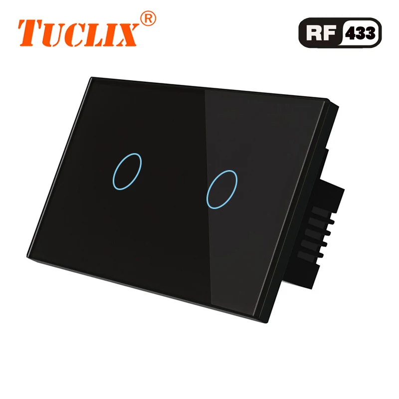 TUCLIX США Стандартный пульт дистанционного управления 2 банды 1 способ, RF433 умный настенный переключатель, беспроводной пульт дистанционного управления Сенсорный светильник переключатель