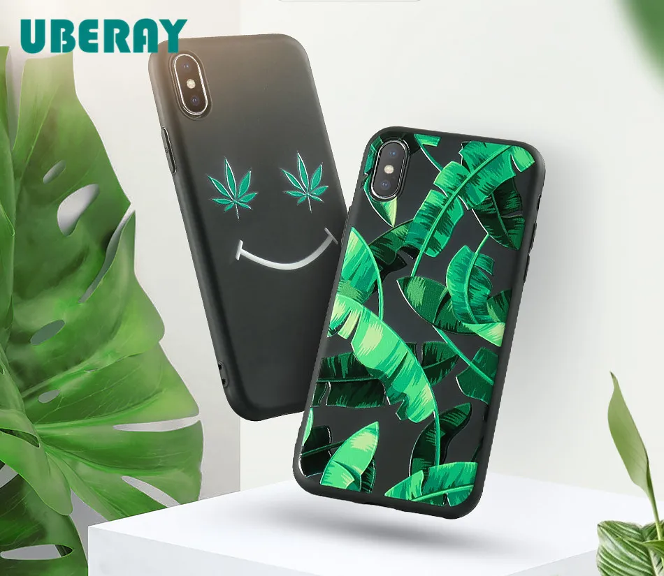 

Relief Phone Case For iPhone 7 6 6s Soft Silicone 3D Flower Leaf Cute Girly Case For iPhone X 8 5s 5 SE Cover Capinhas