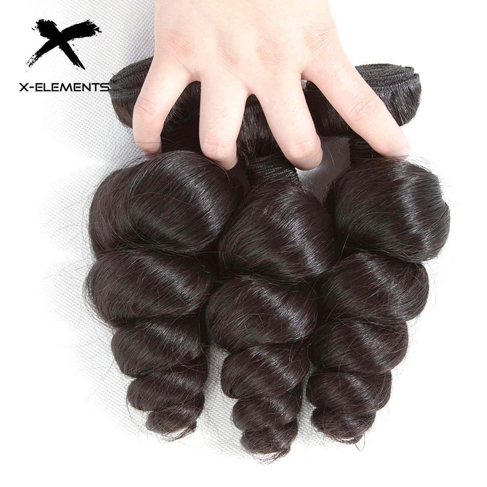 X-Elements Brazilian Loose Wave Hair 134 Bundles Deals Natural Color Human Hair Extensions 8-26 Non Remy Hair Weave Bundles (5)
