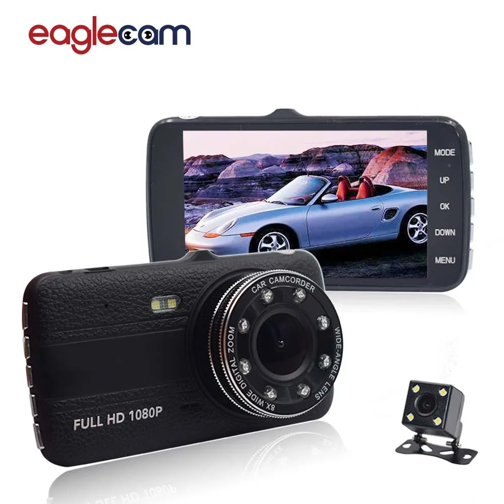 

Original 4.0 Inch IPS Screen 8 LED lights Car DVR camera dual lens rear view Camera Dash Camera Full HD 1080P Video Dash Cam