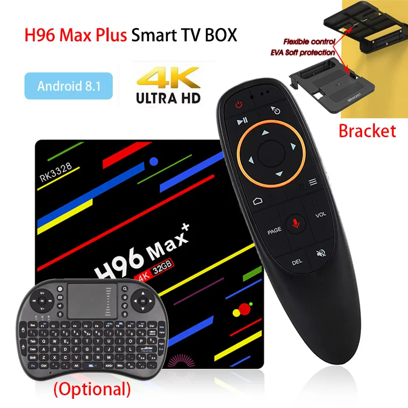 

H96 Max Plus Android 8.1 TV Box RK3328 Quad-Core 64bit 4GB 32GB HDR10 4K HD Wifi H.265 USB H96max+ Neflix Youtube+Free Bracket