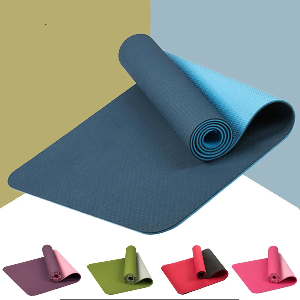 

Thick Double Color Yoga Mat 183*61cm 6mm Non-slip TPE Quality Exercise Sport Mat for Fitness Gym Home Tasteless Pad