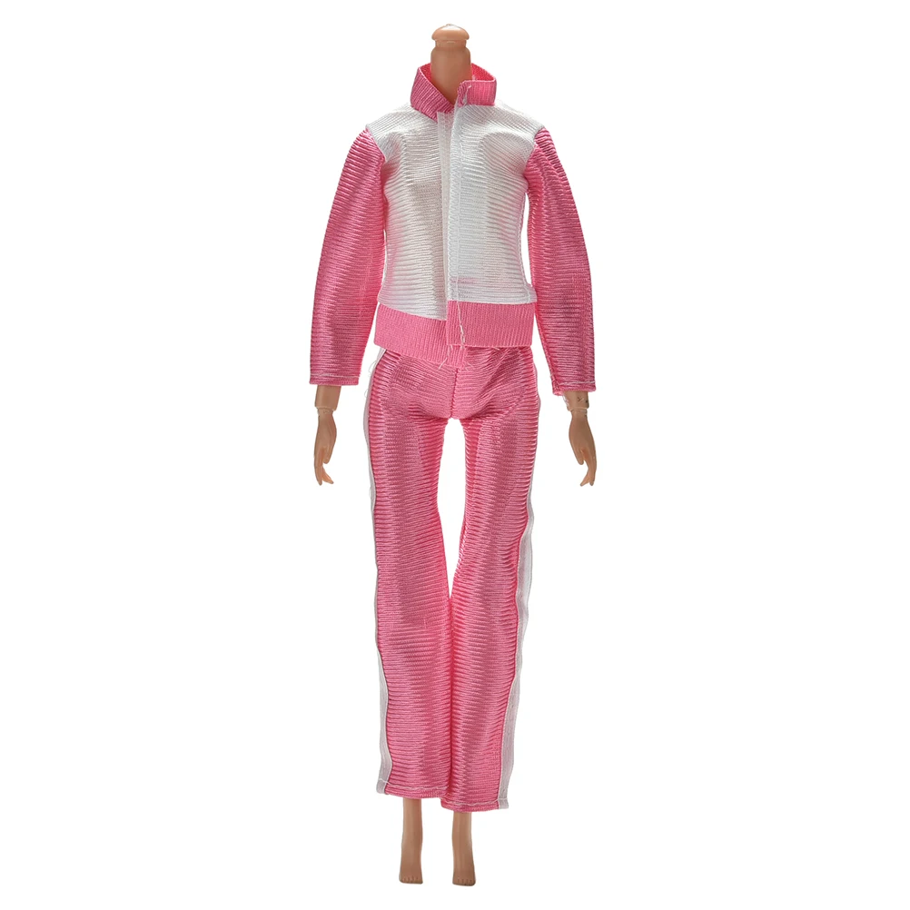 

2Pcs/Set Doll Accessories Pink White Color Nice Lovely Coat Pants For Barbies Doll Clothes Suit For Barbies