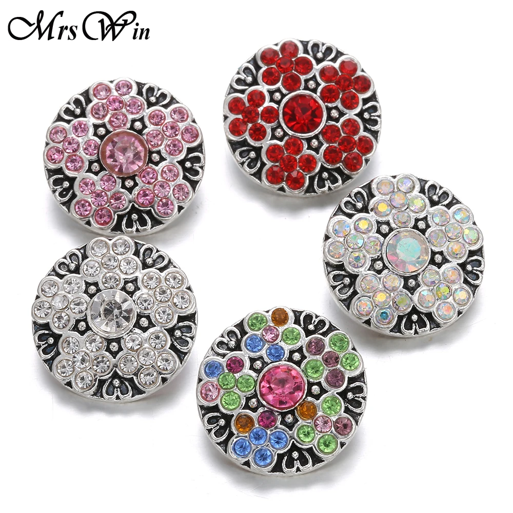 6pcs/lot Christmas Snap Jewelry Crystal Rhinestone Snowflakes 18mm Metal Buttons Fit Bracelet Bangles Gifts | Украшения и