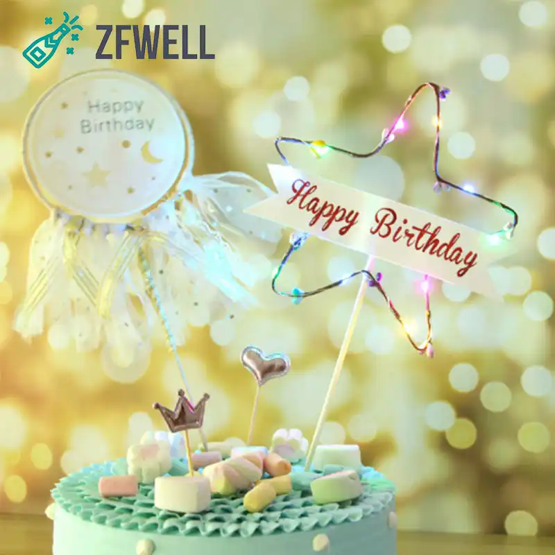Zfwell 手作り Diy ブルーピンクスターライトケーキデコレーションの誕生日パーティーケーキ挿入ベビー誕生日装飾シャワー Supplies85 ケーキデコレーション用品 Aliexpress