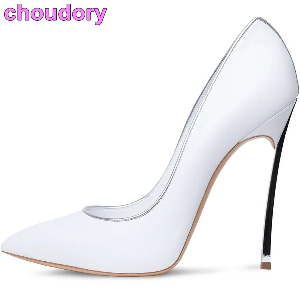 Highend Women Unique Design Metal Thin High Heel Pumps Pointed Toe