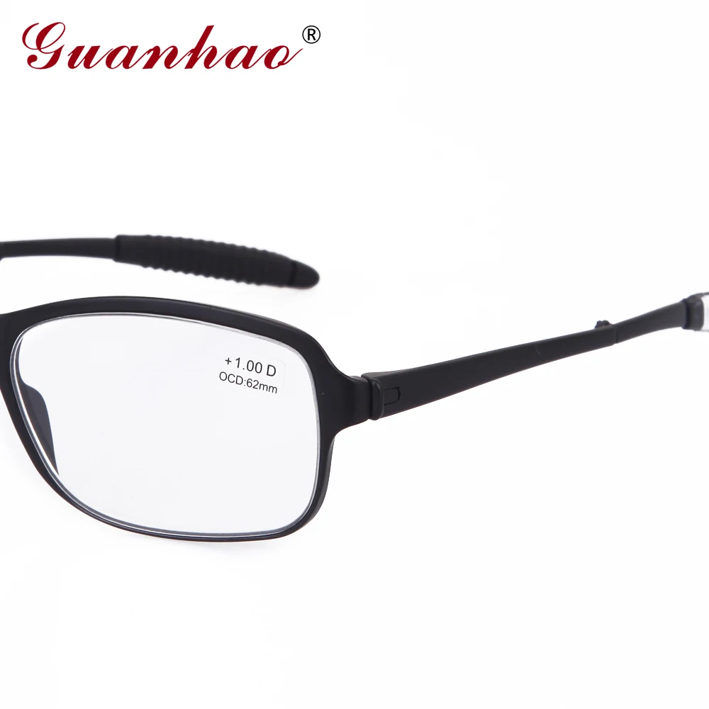 GuanHao Сверхлегкий складные очки для чтения Для мужчин Для женщин TR90 кадров Смола объектива свет тонкий дальнозоркость очки для чтения 1,0 1,5