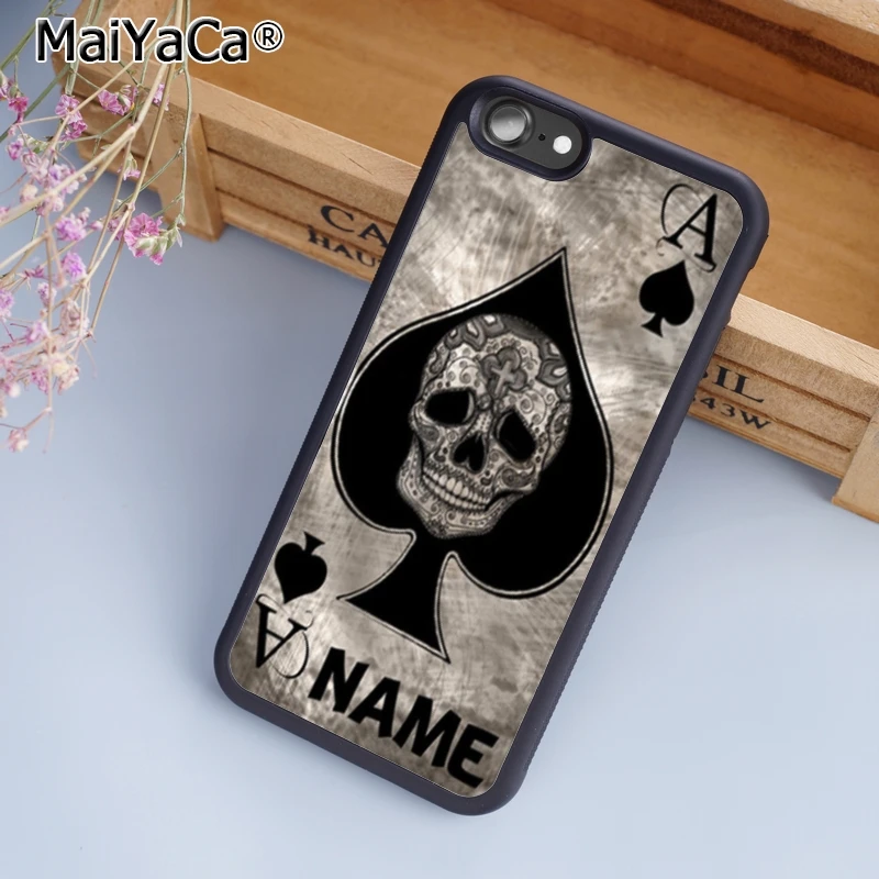 MaiYaCa Ace Of Spades Skull Poker Card Personalised Name Phone Case For iPhone 5 6s 7 8 plus 11 pro X XR XS max Samsung S6 S7 |