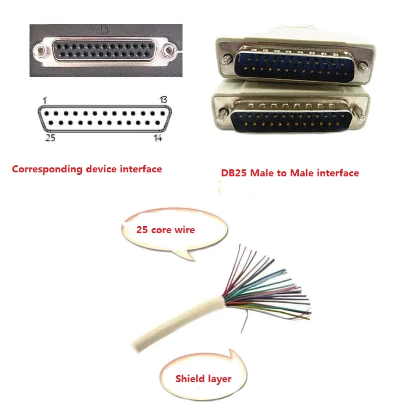 25Pin DB25 DB25 M-M de Impressora LPT