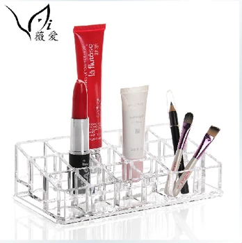 

Transparent Crystal Desktop Lipstick Plastic Cosmetic Finishing Receive Case clear acrylic box