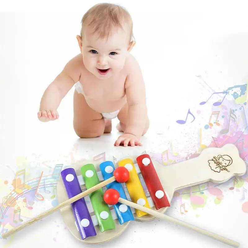 Kids 5 Note Wooden Musical Toys Teaching Aid Xylophone Child Early