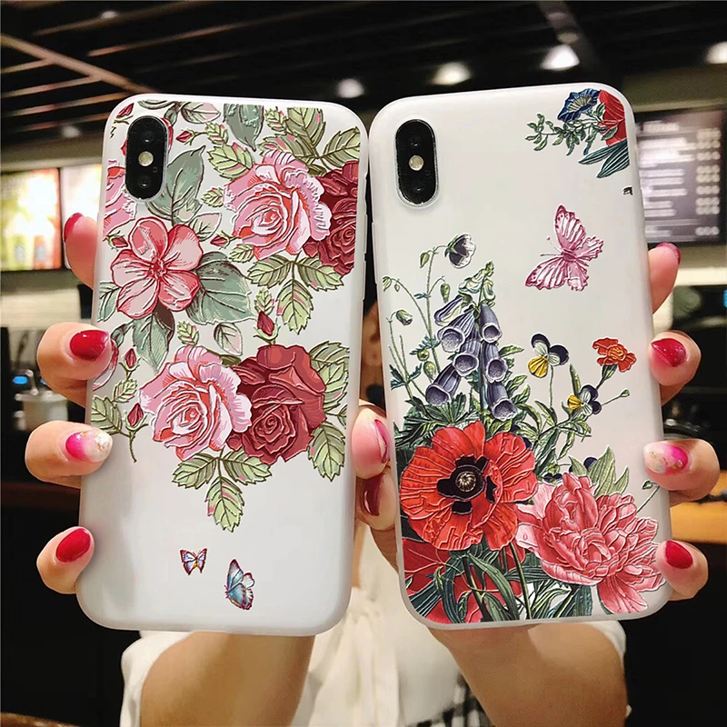 

Case For Huawei Mate 20 10 P20 Pro Lite Case For Huawei P Smart P9 P10 P8 Lite mini 2017 Case Soft Silicone 3D Relief Flower TPU