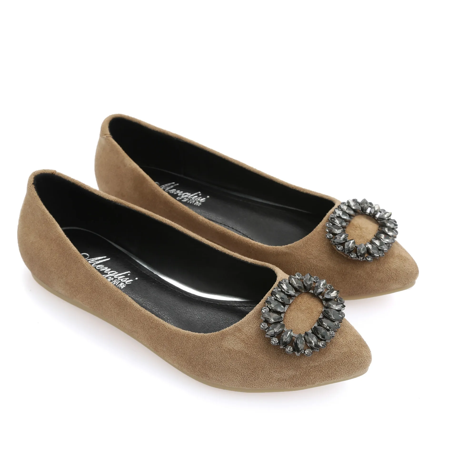 

Pointed Toe Suede Leather Women Flat Shoes 2018 Summer new Rhinestone Slip-on Lazy Loafers Ladies Shoes Big Sizes Zapatos Mujer