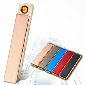 

New Thin Usb Charging Metal Lighter Electronic Cigarette Lighters Small Rechargeable Electric Lighter Windproof Men Gift