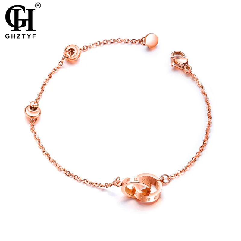 

Stainless Steel Rose Gold Chain Bracelets For Women Wedding Charm Bracelet Women's Adjustable Bangles Jewelry Pulsera Mujer