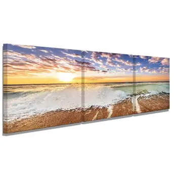 

Beach Decor 3 Piece Canvas Wall Art Beach Bathroom Decor Sunrise Beach Theme Wall Decor Wall Decorations for Living Room