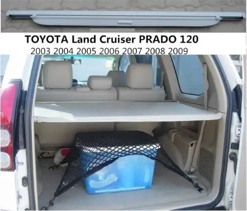 

High Qualit Car Rear Trunk Cargo Cover Security Shield Screen shade Fit For TOYOTA Land Cruiser PRADO 120 2003-2009 Black,Beige