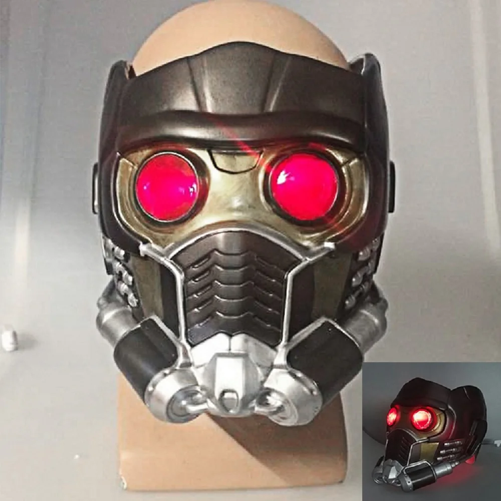 Cos Guardians of the Galaxy Helmet Cosplay Peter Quill Helmet PVC with Light Star Lord Helmet Halloween Party Mask For Adult