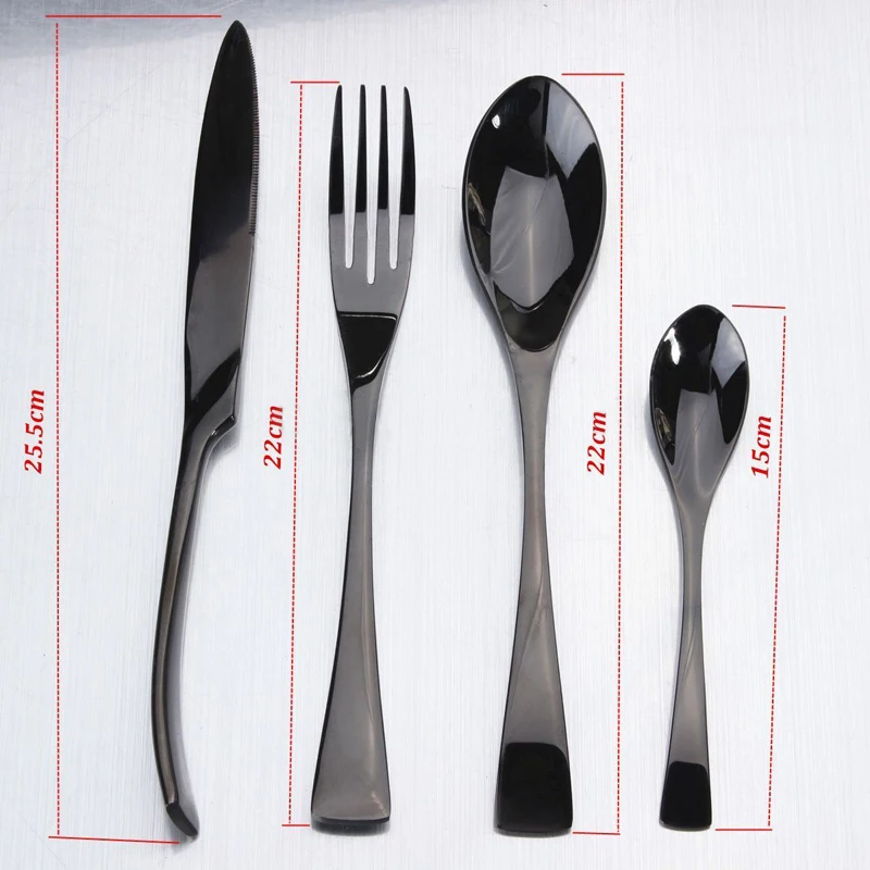 4PCS Inox Black Cutlery Set Stainless Steel Hotel Food Tableware Flatware Steak Knives Forks Spoons Western Dinnerware Sets