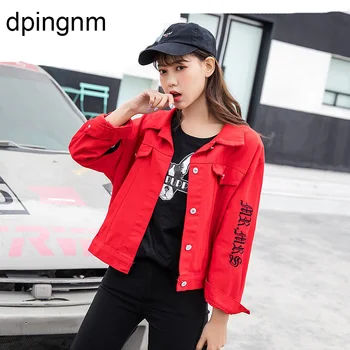 

2018 spring autumn Denim basic Women jacket Slim retro pilot Women Coat L310