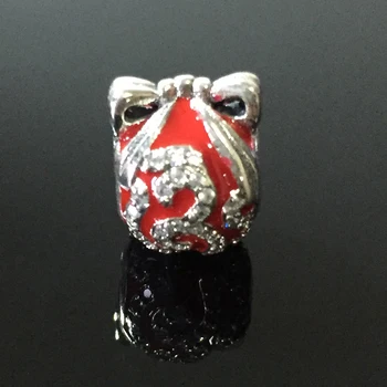 

original 925 sterling silver red package with two cat ears bead fit Pd bracelet for women gift