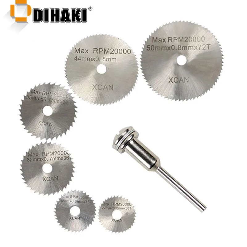 

6 PCS 20-50mm HSS Metal Circular Saw Blade Mandrel Disc Wheel Drill Rotary Tools Precision Cuts For Small Cut Off Rotary Jobs