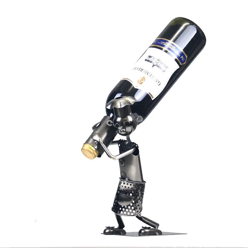 

Handmade Wine Rack Metal Decorative Wine Bottle Holder Stand Bar Iron Shelf Wine Stand Creative Interior Crafts L3113