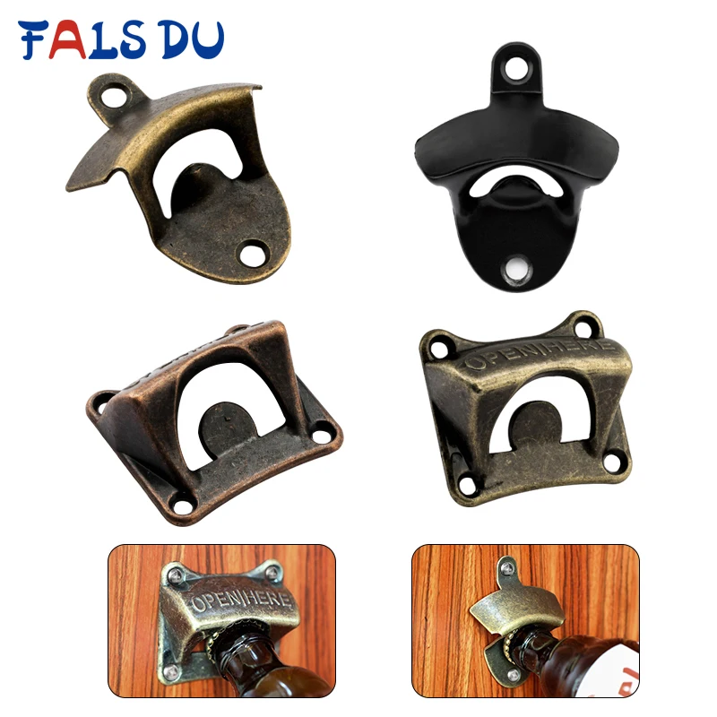 

Vintage Bronze Stainless Steel Wall Mounted Bottle Opener with Screws Wine Beer Soda Glass Cap For Bar or Kitchen
