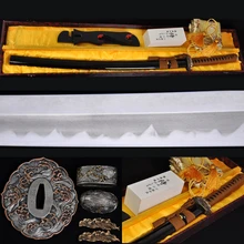 JAPANESE SAMURAI SWORD KATANA 1095 STEEL CLAY TEMPERED HAZUYA POLISHED FULL TANG BLADE BATTLE READY WAVE