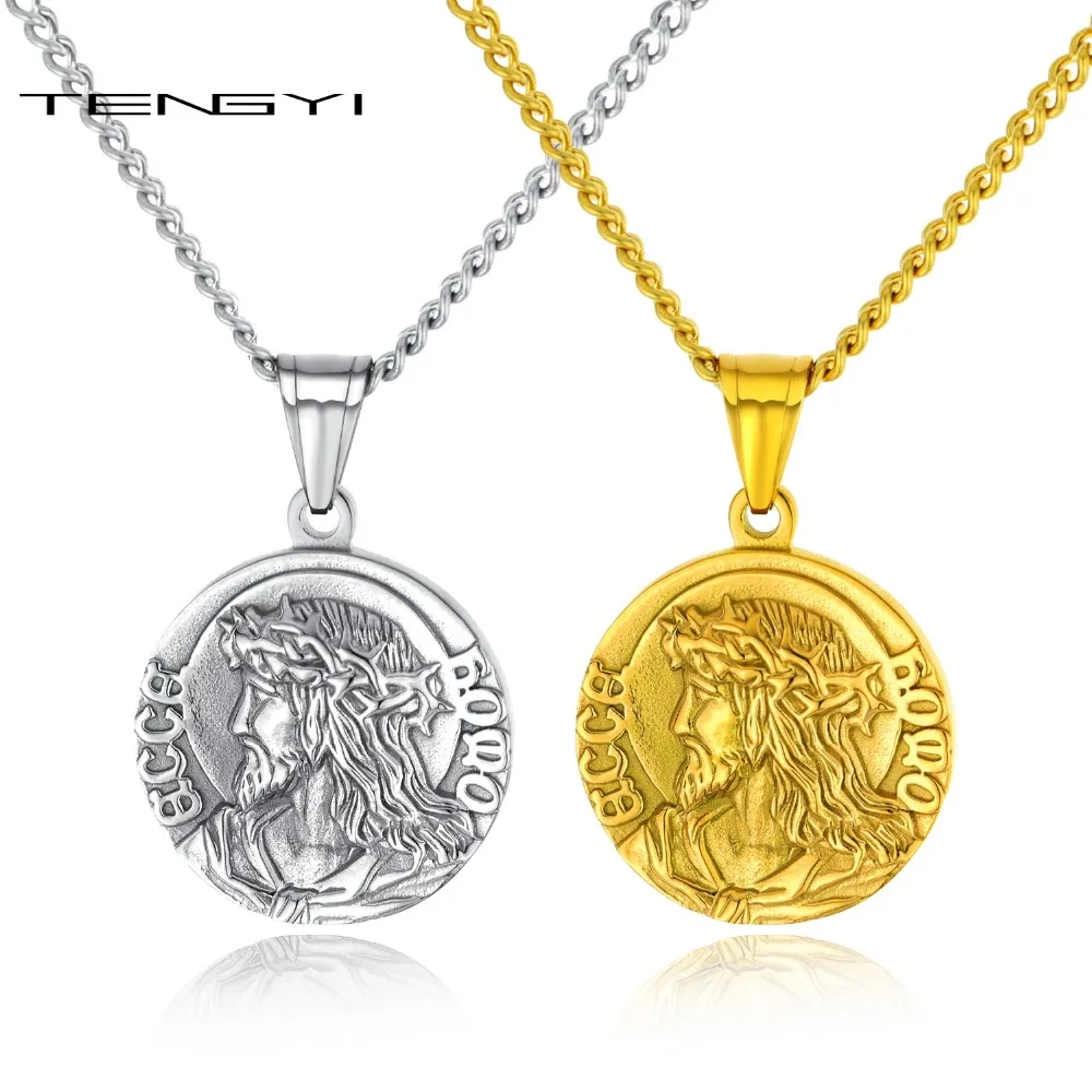 TENGYI Classic Christian Jesus Pendant Color Gold Stainless Steel