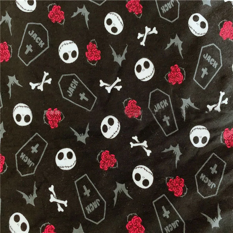 

Wide 160cm Skull Fabric Stretch Lcyra Knitted Cotton Fabric Frightened Skulls Printed Fabric Knitted Diy Sewing Pajamas Clothing
