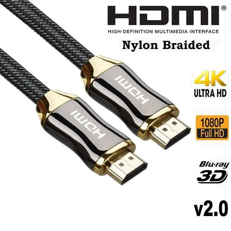 

HobbyLane Zinc Alloy HDMI Cable Ultra HD 1.5/3/5/ Meters HDMI Cable V2.0 2K x 4K High Speed+Ethernet HDTV HDMI cable d20