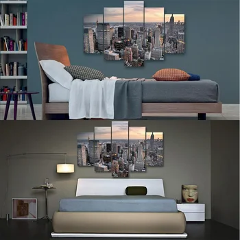 

New York City Landscape Paintings Large Canvas Printing Modern Wall Art Picture for Livingroom Home Decoration 5Pc