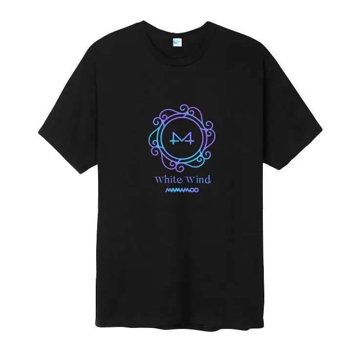 

Fashion kpop mamamoo white wind album same printing o neck short sleeve t shirt for summer unisex loose t-shirt