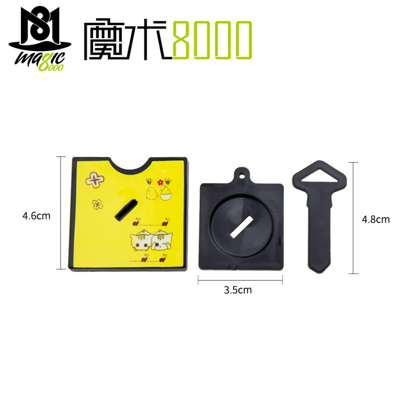 Волшебный ключ через коробку через оболочки для ключей ключ в валюту монета ключ пластиковая стена Волшебный реквизит волшебные игрушки волшебные трюки