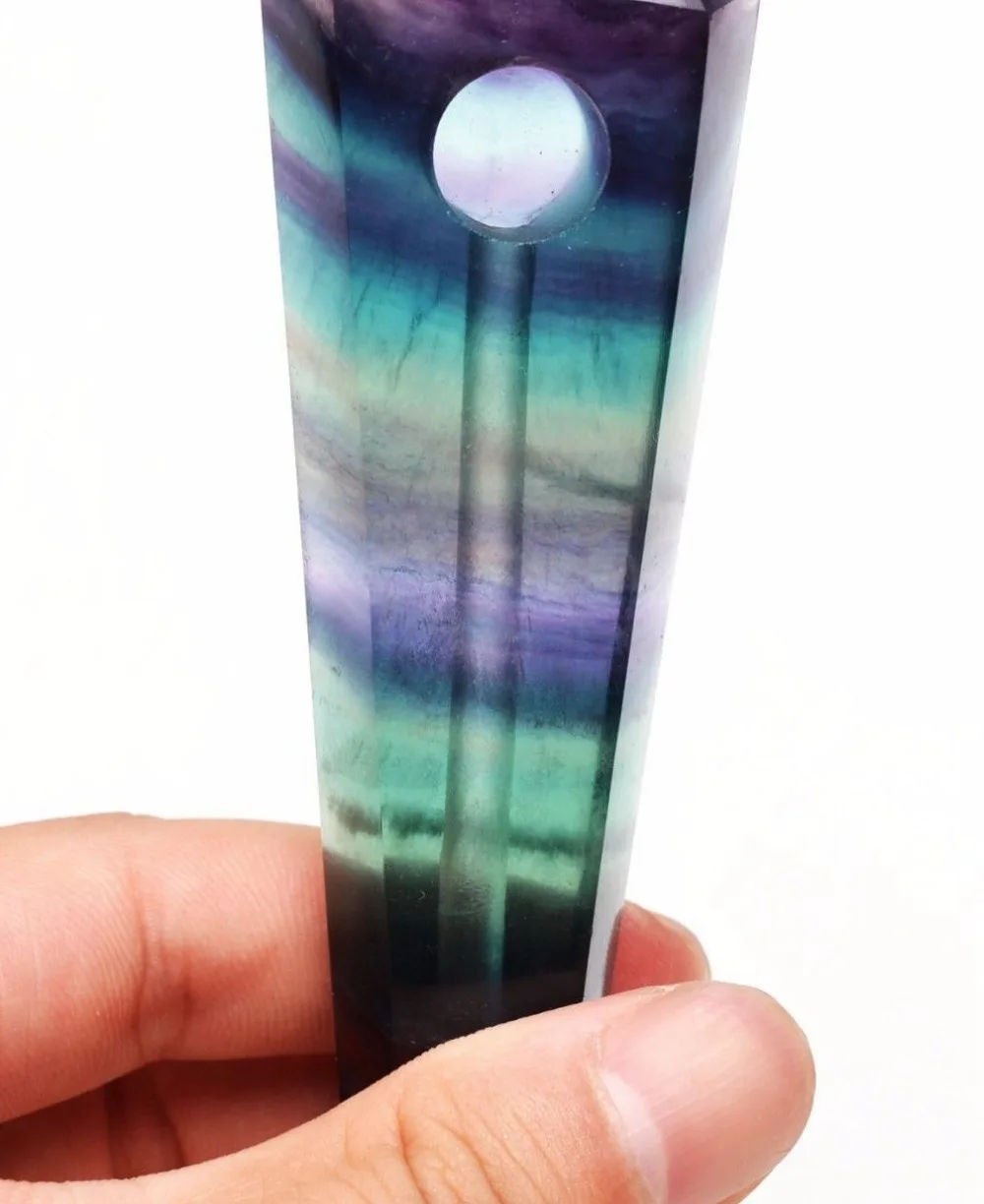 

1pc Natural Fluorite Crystal Smoking Pipe+1 brush+3 Filters