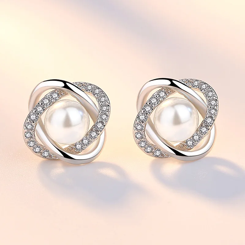 

Pearl Crystal Stud Earrings For Women 925 Silver Brincos Earing Zircon Brinco Earring Oorbellen Earings Jewelry Wholesale A185