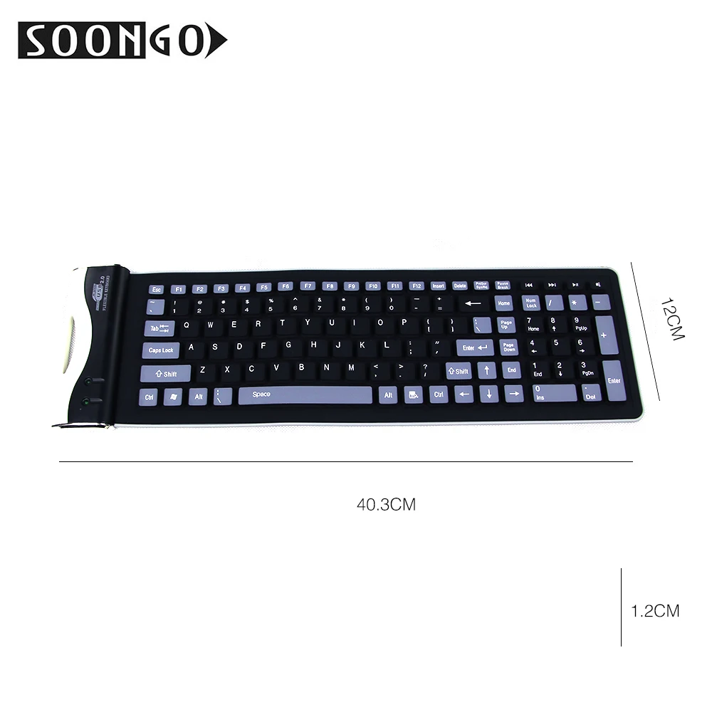 Foldable Flexible Wired Slim Silicone Keyboard Teclado Soft Gamer Universal Portable Mini Roll-up Black PC Desktop Laptop New