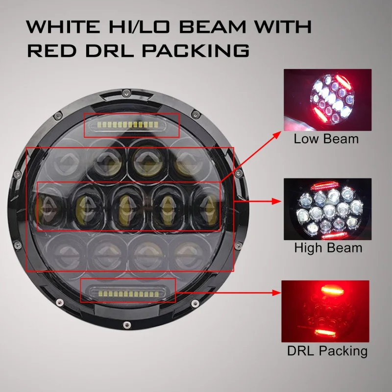 FADUIES 2psc 7 75W LED Headlights bulb For Jeep Wrangler JK CJ LJ Hummer H1 H2 LED Projector Driving Lamps DRL (15)