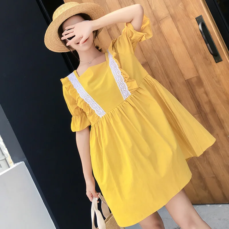 

Pengpious 2019 summer plus size pregnant women cotton linen shirts long loose short sleeve maternity lace patchwork blouses nice