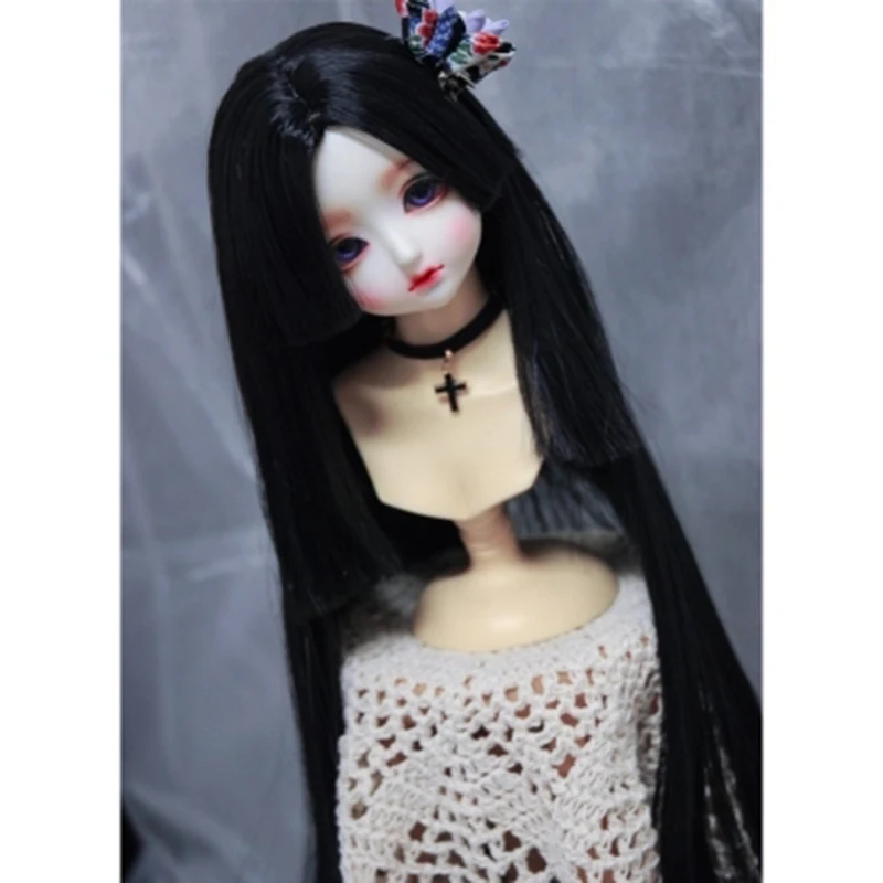 Волосы Allaosify Newest1/3 1/4 1/6 Bjd с блоком высокой температуры и белыми длинными прямыми