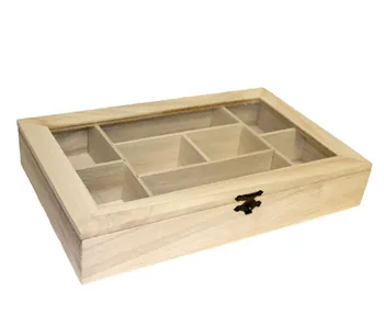 

EM Home-wooden cash box with 8 compartments and lid CRYSTAL