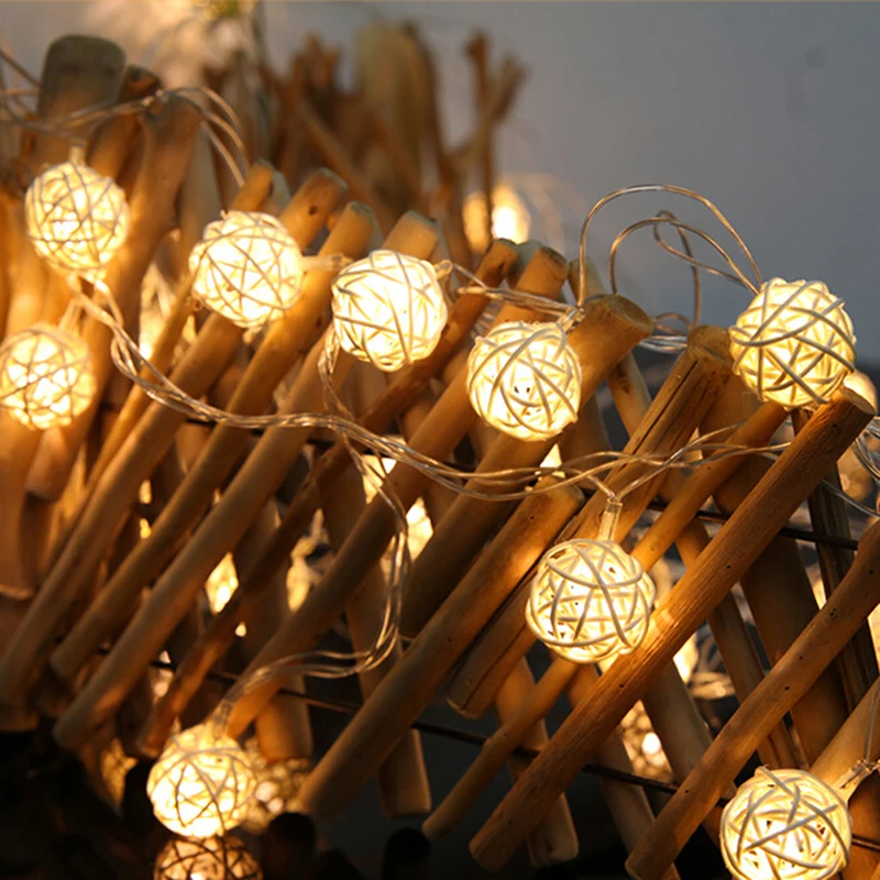 Buy 2.5M 20 Rattan Ball Christmas Tree Ornaments Xmas