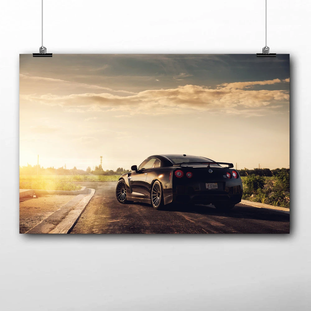 Hd Printed Nissan Gtr R35 Sport Car Sunset Wallpapers Posters Canvas Wall Art Framed Painting For Room Decor Painting Calligraphy Aliexpress