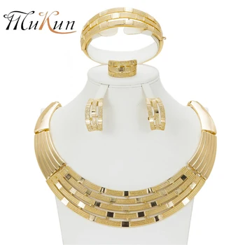 

MUKUN Dubai Gold Color Jewelry Sets For Women African Beads Necklace Earrings Bracelet Rings Party Wedding Bridal Accessories