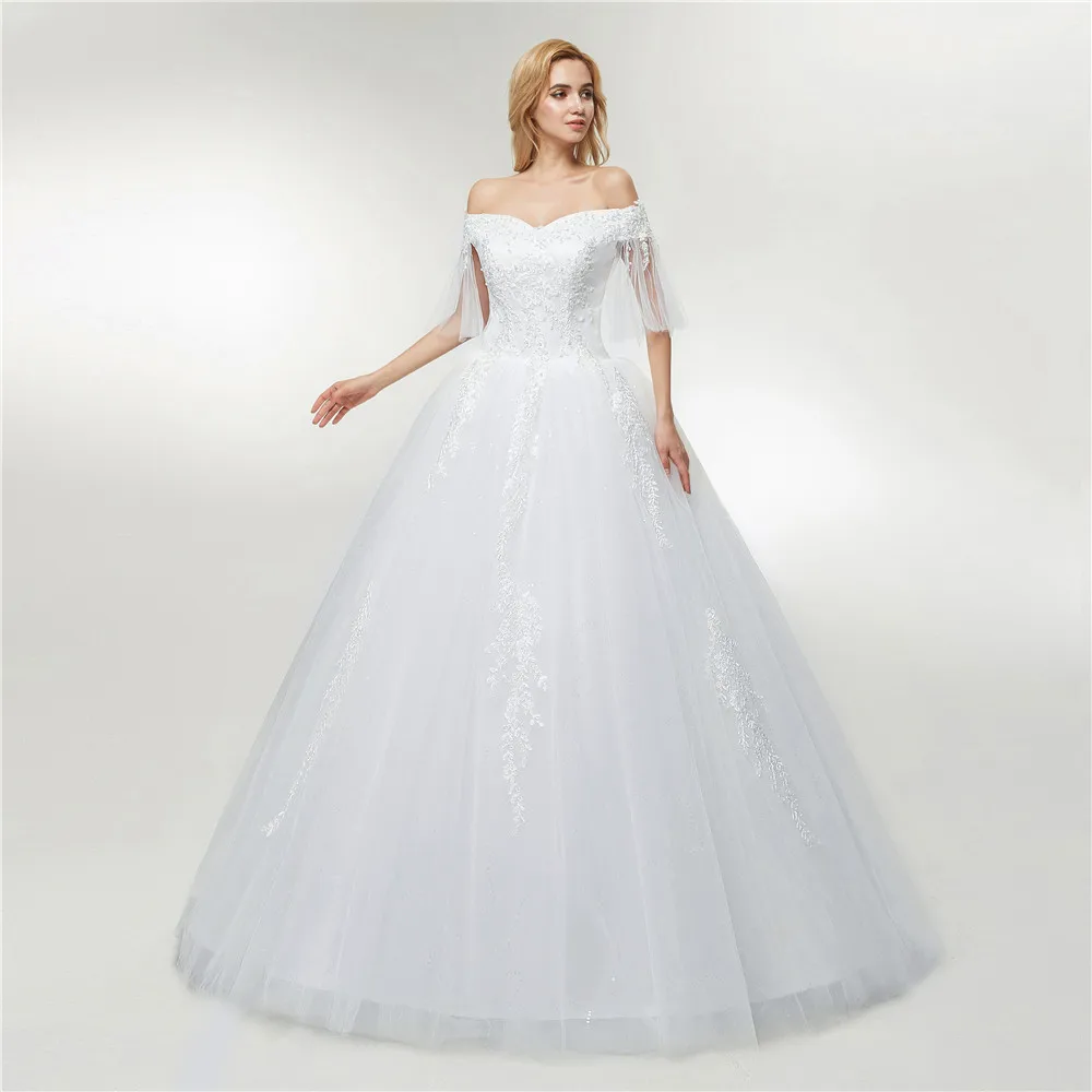 

Fansmile Free Shipping Tulle Mariage Lace Ball Gowns Wedding Dress 2019 Vestido De Noiva Custom-made Plus Size Bridal FSM-425F