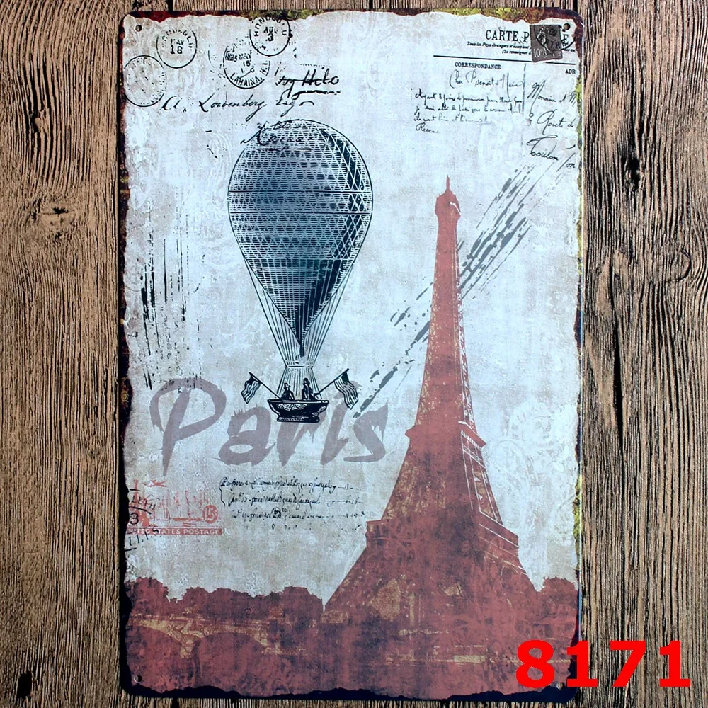 30X20CM Paris Vintage Home Decor Tin Sign Wall Decor Metal Sign Vintage