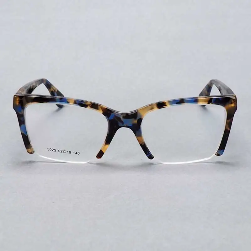 

YOUTOP Large Square Shaped Cheetah Print Half-Rim Fashion Eyeglass Frames 5025