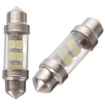 

TOYL 2pcs White Dome 6 SMD LED Car Interior Festoon Bulb C5W Light Lamp 36mm DC 12V