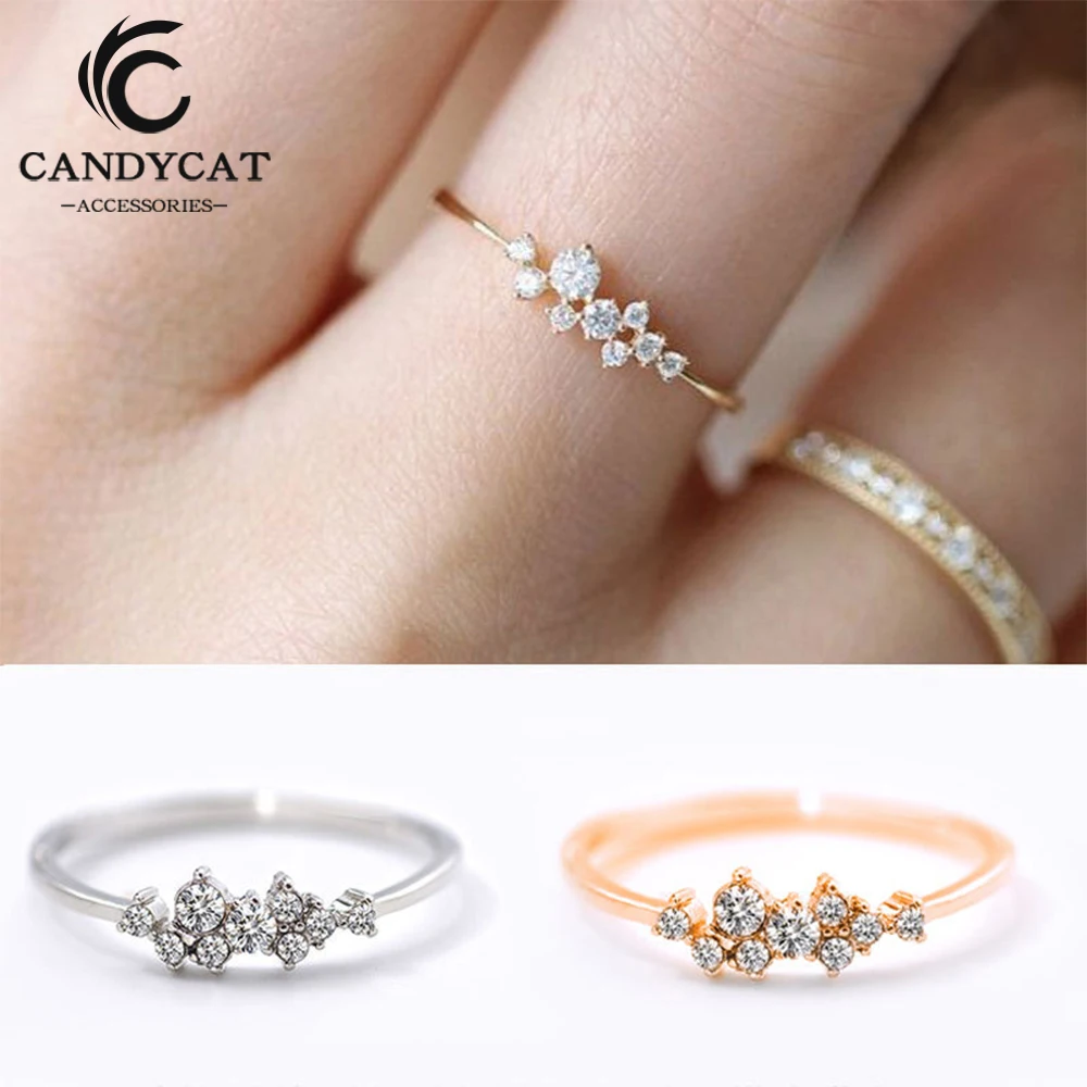 

Trendy Silver Gold Rings for Women Personalized Rhinestone Rings Female Wedding Rings Engagement Rings Jewelry Accessories